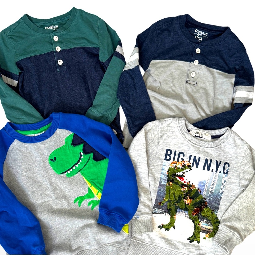 Long sleeve shirt and sweater bundle, boys 4T